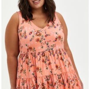 Torrid Button Front Floral Sleeveless Top
